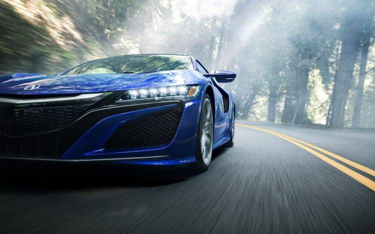 Acura NSX, Car, Vehicle, Mist, Forest, Road, Motion Blur HD Wallpaper Desktop Background