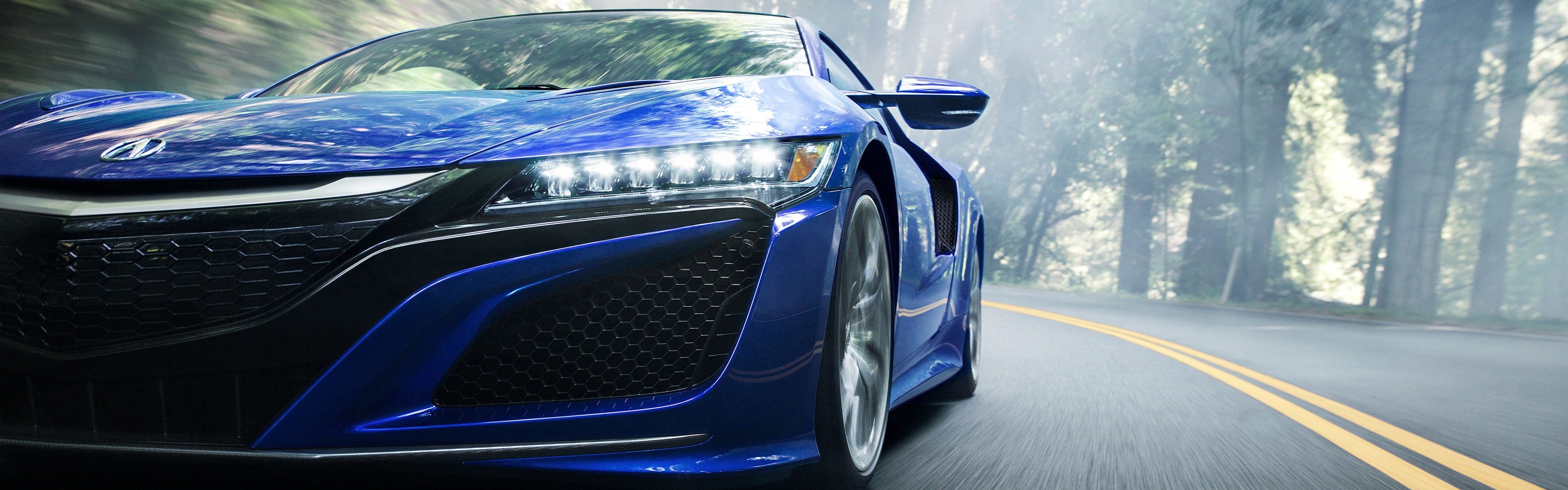 Acura NSX, Car, Vehicle, Mist, Road, Motion Blur, Dual Monitors, Multiple Display Wallpaper