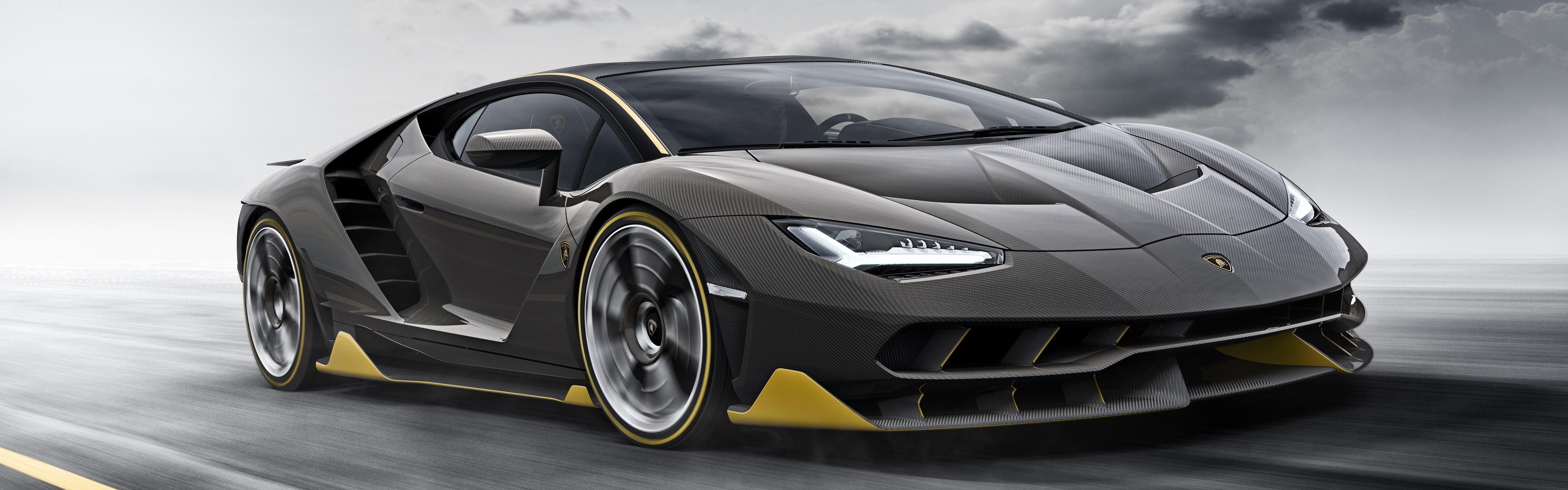 Lamborghini Centenario LP770 4, Car, Vehicle, Super Car, Motion Blur, Dual Monitors, Multiple Display, Road Wallpaper