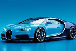 Bugatti, Bugatti Chiron, Car, Blue Cars, Blue Background