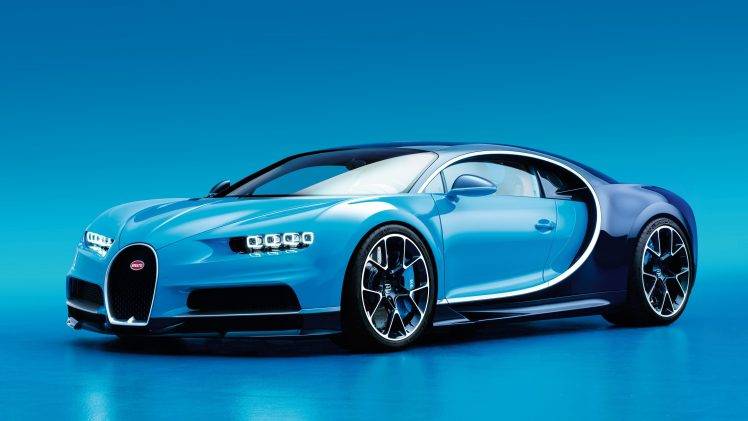 Bugatti, Bugatti Chiron, Car, Blue Cars, Blue Background HD Wallpaper Desktop Background