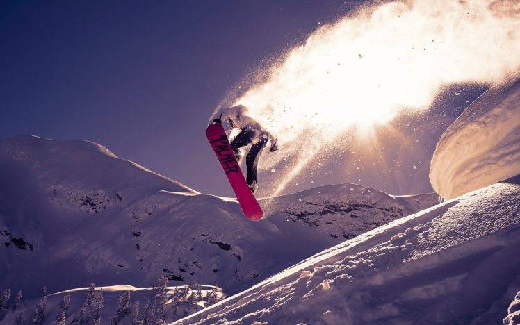 snowboarding, Sunlight, Sport, Flying, Snow, Winter, Jumping HD Wallpaper Desktop Background