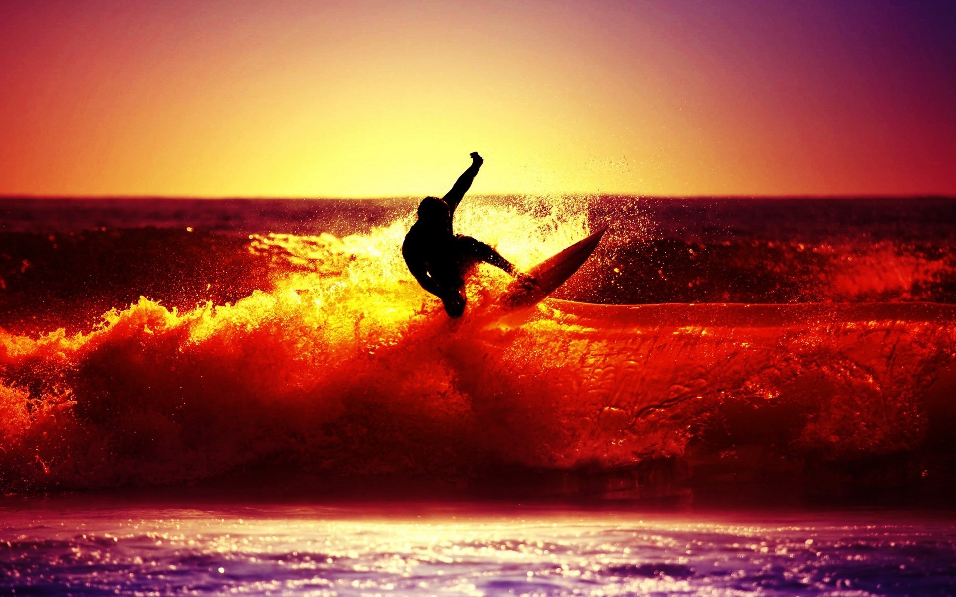 sunset, Surfing, Sea Wallpaper