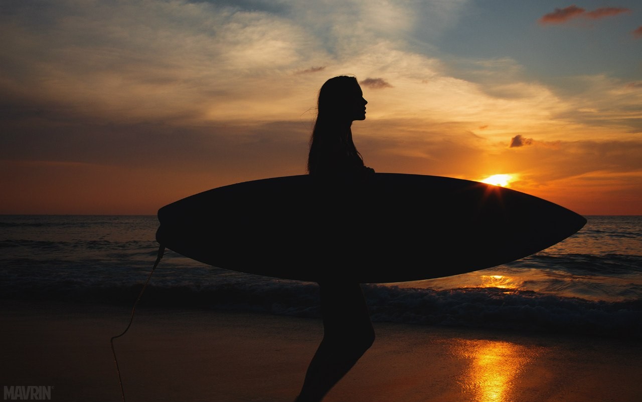 Aleksandr Mavrin, Surfers, Surfing, Bikini, Beach, Sunset, People Wallpaper