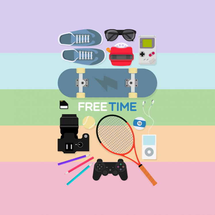 time, Ipod, PlayStation, Skateboard, GameBoy, Tennis Rackets HD Wallpaper Desktop Background