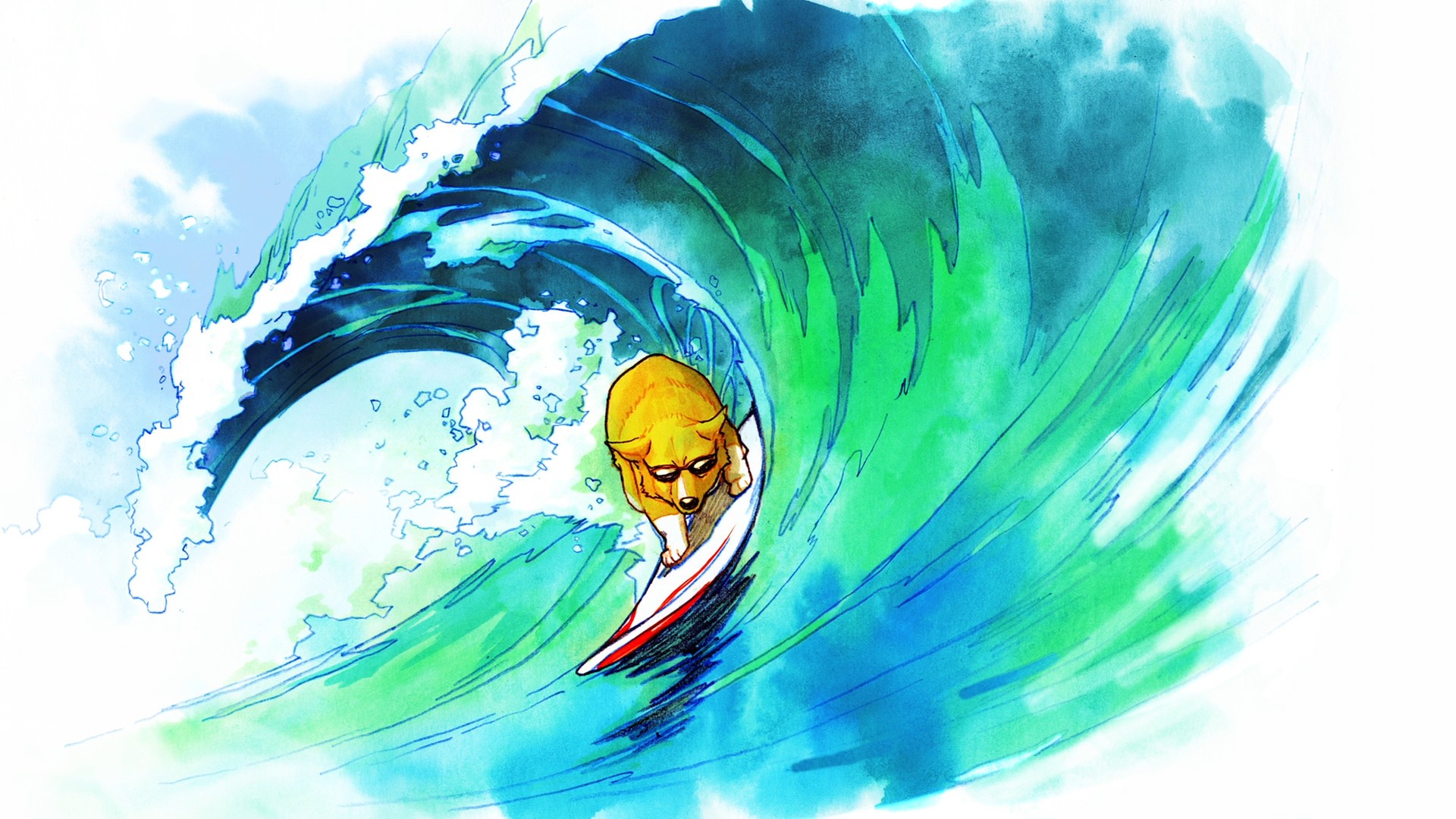 dog, Surfing, Drawing Wallpapers HD / Desktop and Mobile Backgrounds