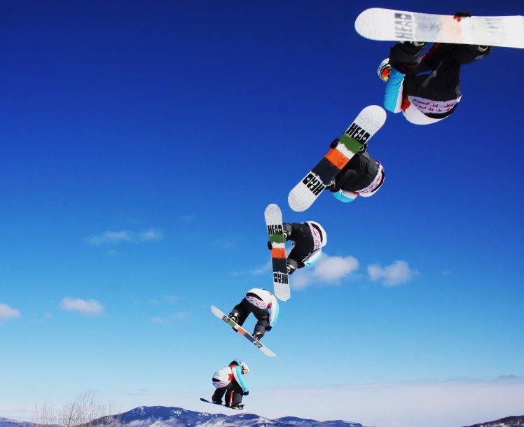 winter, Snow, Snowboards, Sequence Photography HD Wallpaper Desktop Background