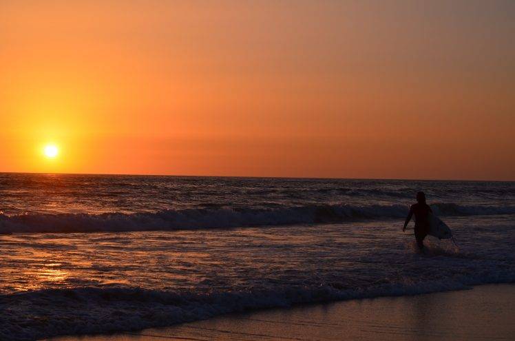 surfing, Sunset, Waves, Ozean, Sea HD Wallpaper Desktop Background