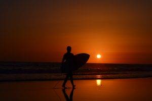 surfing, Sunset, Waves, Ozean, Sea