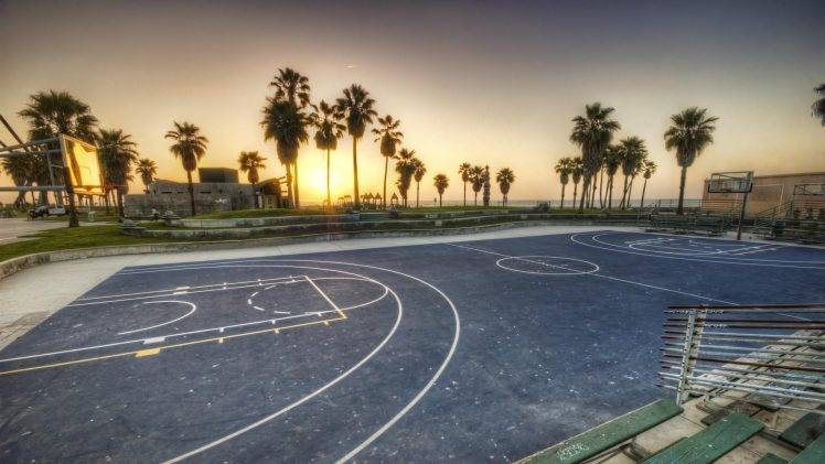 basketball, Sport, Sports, Basketball Court, Sunset HD Wallpaper Desktop Background