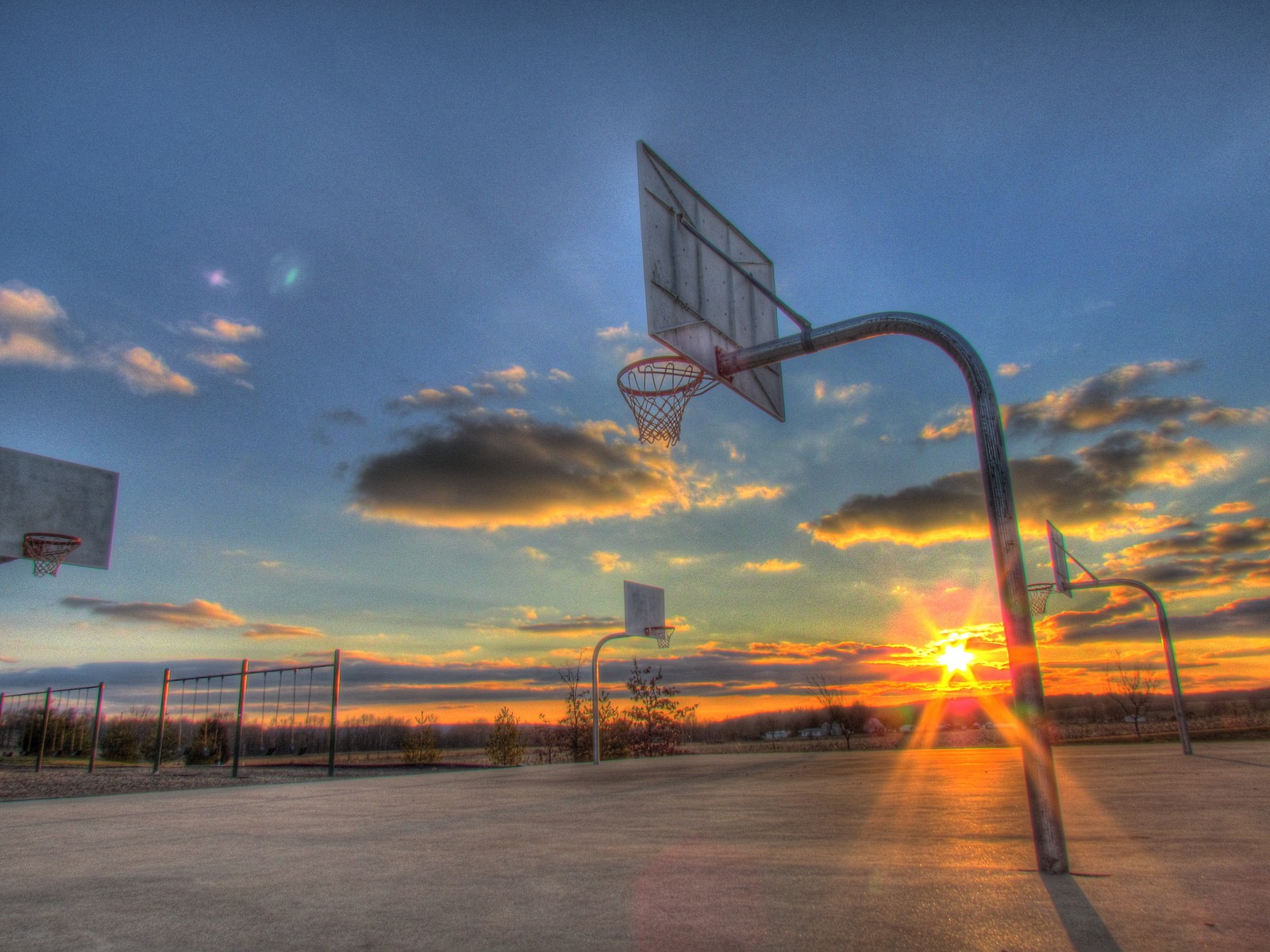 basketball, Sport, Sports, Basketball Court, Sunset Wallpaper