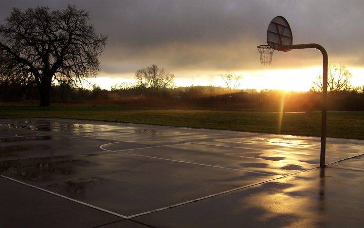 basketball, Sport, Sports, Basketball Court, Sunset HD Wallpaper Desktop Background