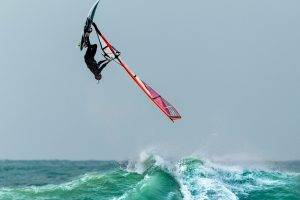 windsurfing, Sea, Water, Waves, Sport