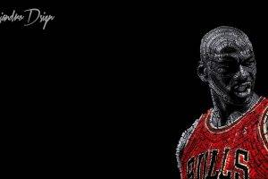 typographic Portraits, Michael Jordan, Basketball, Chicago Bulls, Black Background