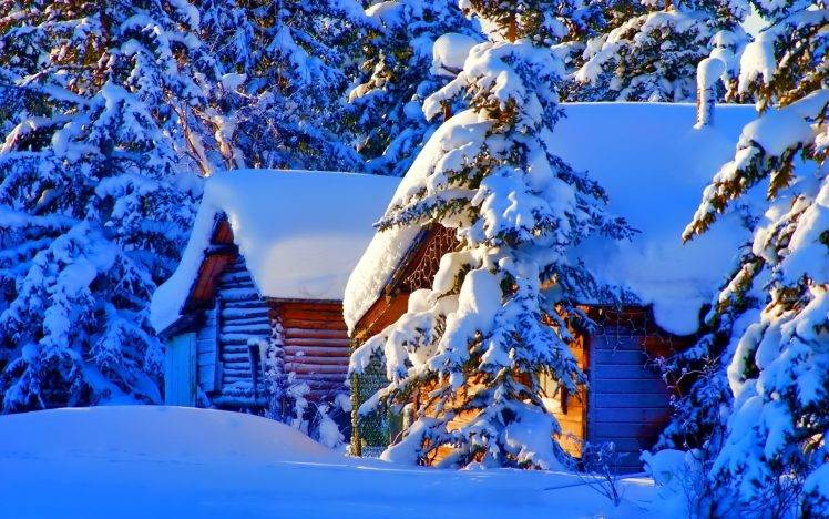 winter, Snow, Nature, House, Trees, Forest, Landscape HD Wallpaper Desktop Background