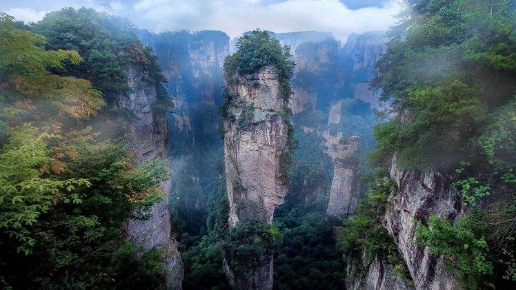 nature, Landscape, Mist, National Park, Mountain, Cliff, Avatar, Morning, China HD Wallpaper Desktop Background