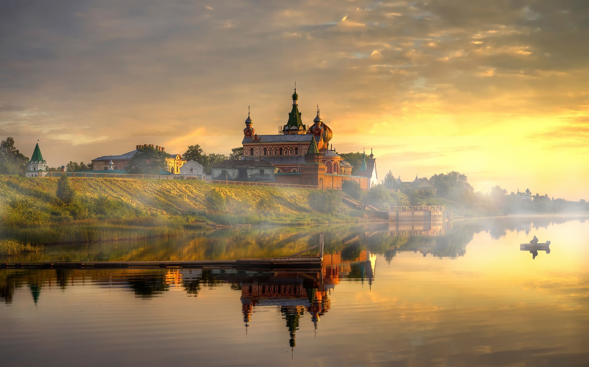 monastery, Landscape, Russia, River Wallpaper