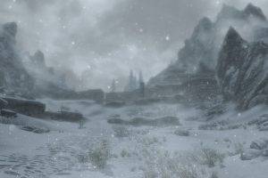fort, Landscape, Winter, Snow, Mountain, The Elder Scrolls V: Skyrim