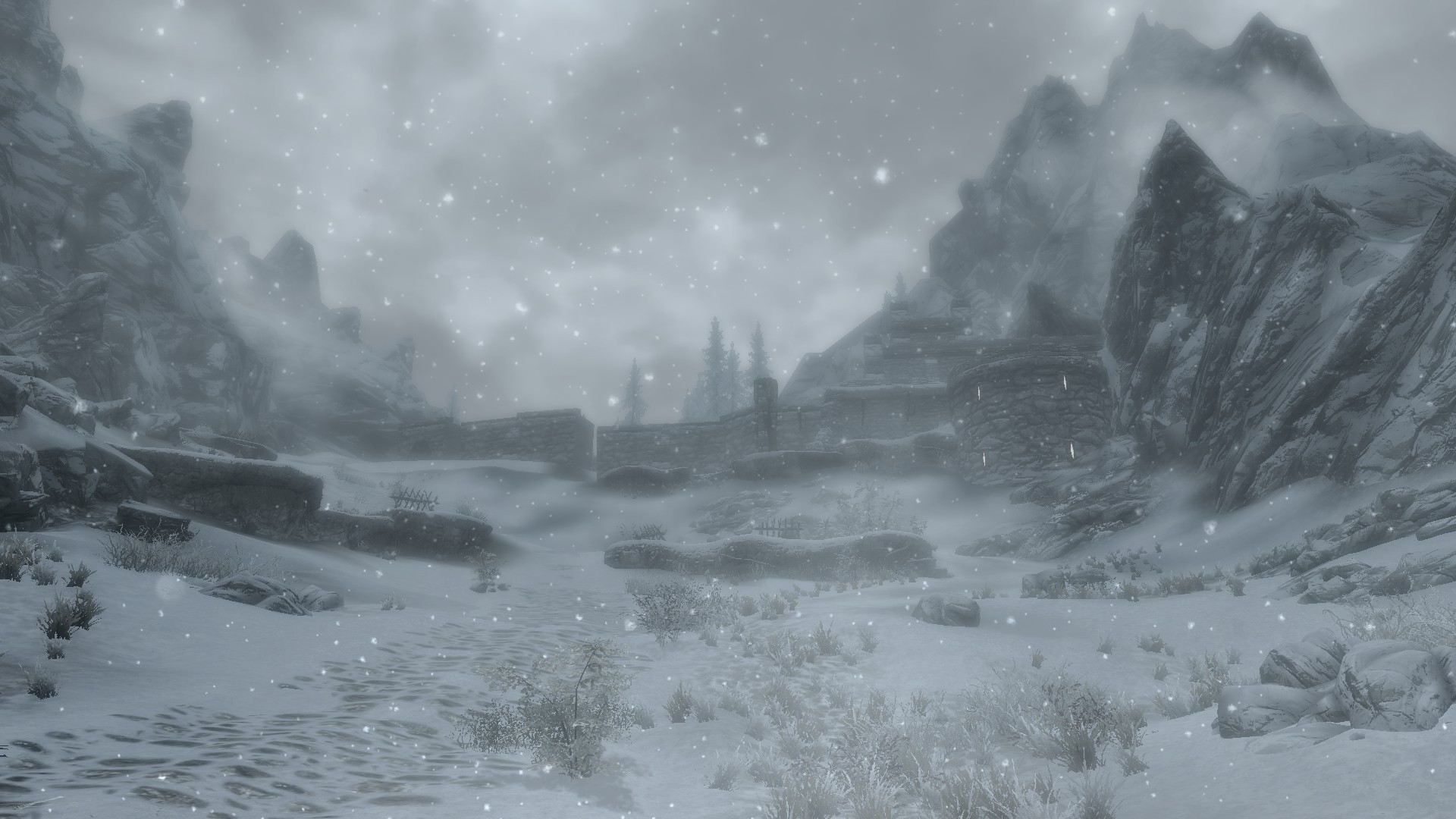 fort, Landscape, Winter, Snow, Mountain, The Elder Scrolls V: Skyrim Wallpaper