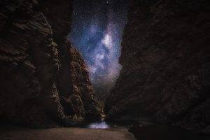 nature, Landscape, Dark, Path, Canyon, Beach, Milky Way, Starry Night, Water, Rock, Galaxy, Long Exposure, Australia