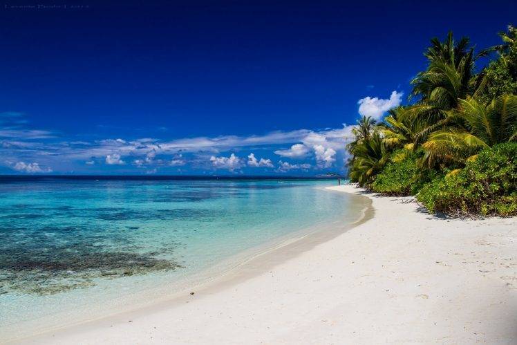 nature, Beach, White, Sand, Landscape, Island, Sea, Tropical, Blue, Sky, Clouds, Eden HD Wallpaper Desktop Background