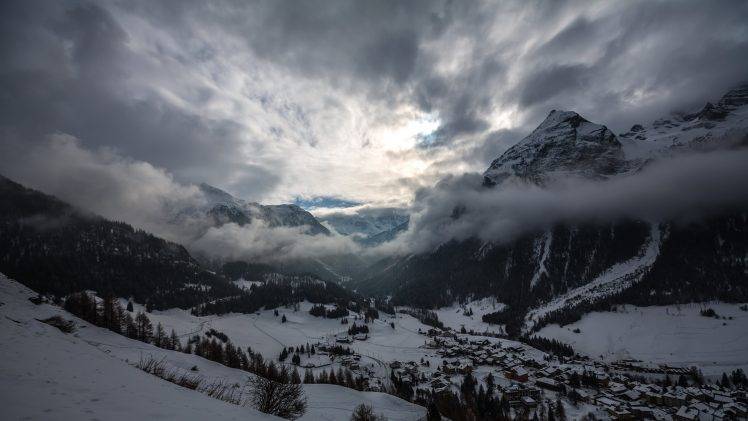 nature, Landscape, Clouds, Mountain, Snow, Mist HD Wallpaper Desktop Background