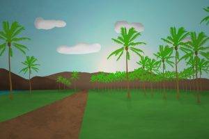 landscape, Palm Trees, Simple