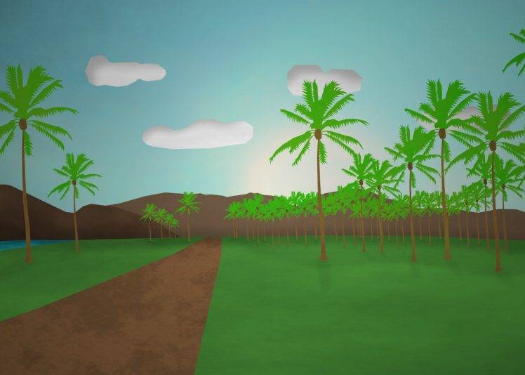 landscape, Palm Trees, Simple HD Wallpaper Desktop Background