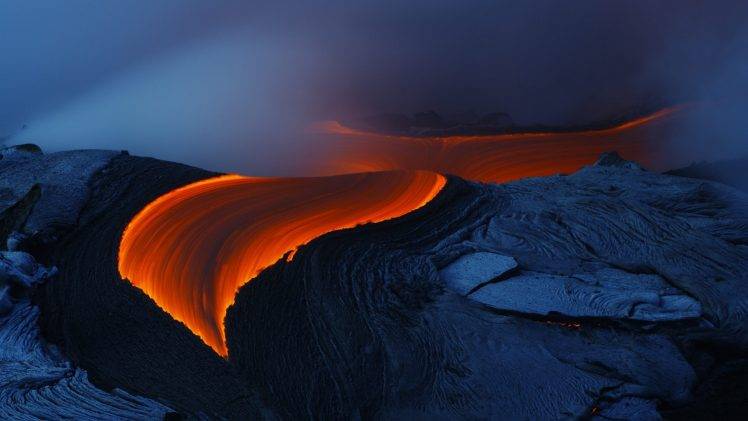nature, Landscape, Volcano, Lava, Hawaii, Long Exposure, Smoke HD Wallpaper Desktop Background