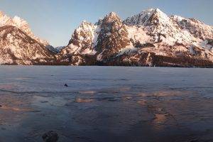 landscape, Mountain, Lake, Ice, Snow, Winter, Dual Monitors, Multiple Display