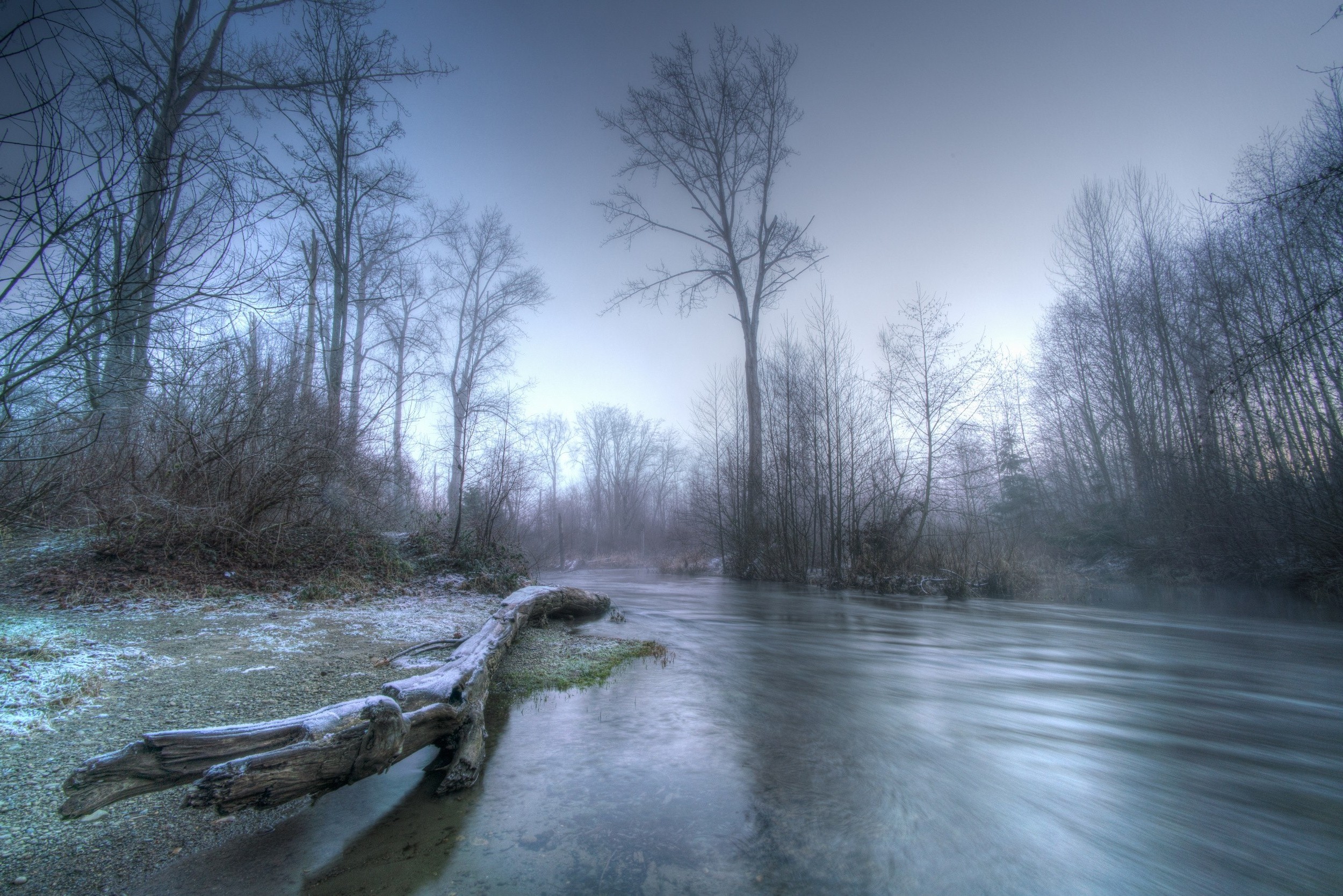nature, Landscape, River, Forest, Winter, Morning, Frost Wallpaper