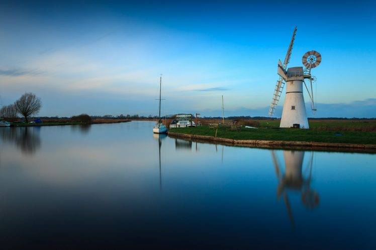 windmills, Water, Landscape HD Wallpaper Desktop Background