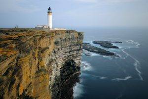 sea, Cliff, Coast, Nature, Lighthouse