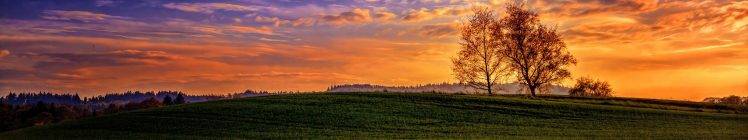 landscape, Triple Screen, Sunset HD Wallpaper Desktop Background