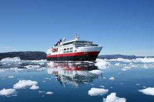ship, Greenland, Sea, Ice, Iceberg, Glaciers, Nature, Hill, Clouds, Reflection, Sky