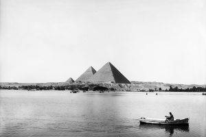 men, Nature, Landscape, Architecture, Egypt, Pyramids Of Giza, Water, Pyramid, Old Photos, Monochrome, Flood, Boat, Trees, Desert, Building, Hill, History, Nile, River