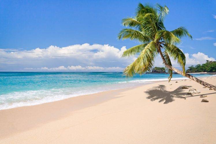 nature, Landscape, Tropical, Island, Beach, Palm Trees, Sea, Sand, Clouds, Summer, Madagascar HD Wallpaper Desktop Background