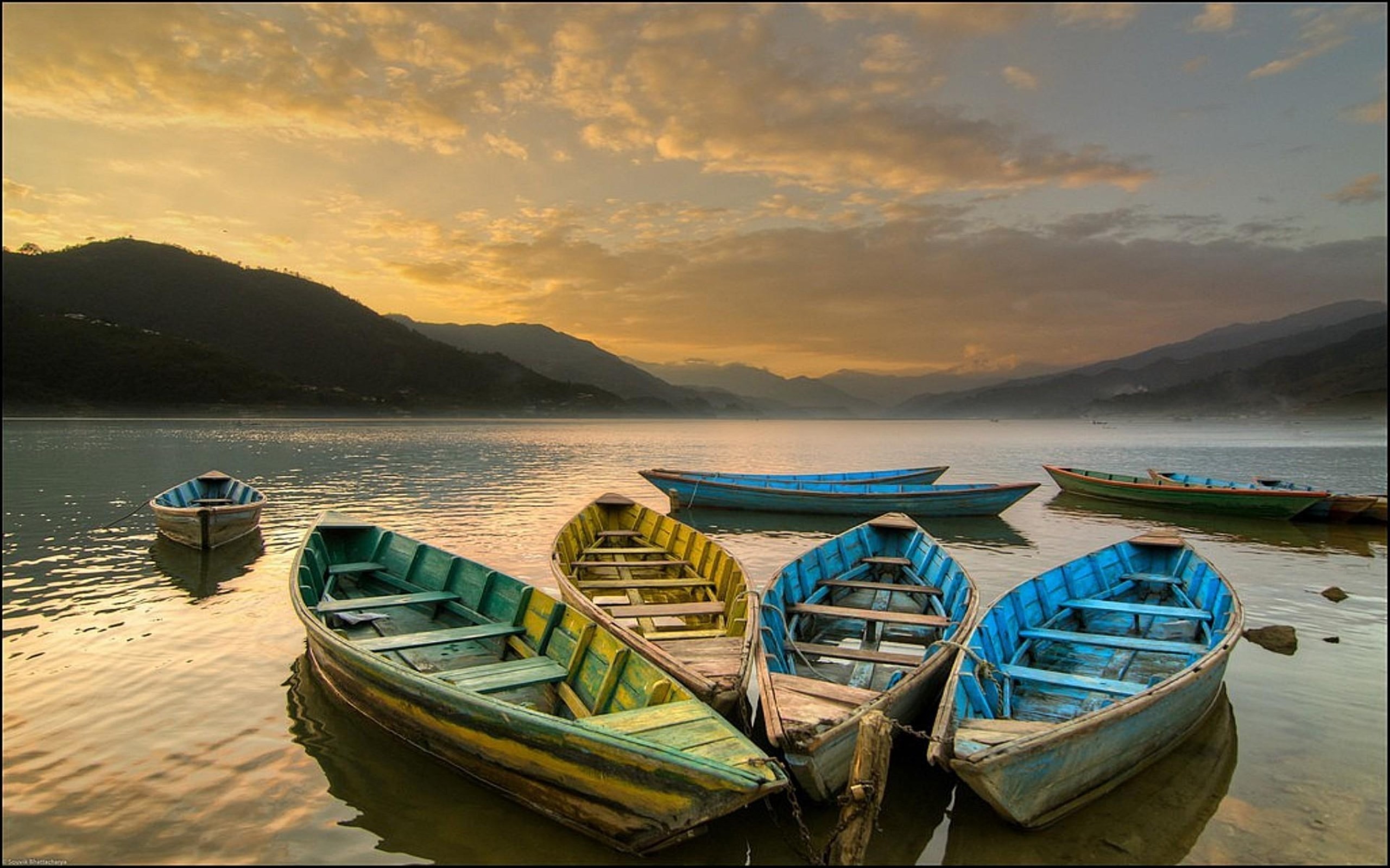lake, Boat, Landscape, Colorful Wallpaper