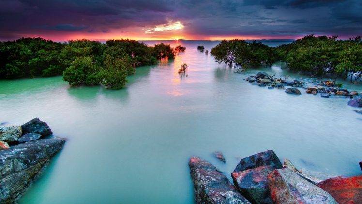 water, Nature, Sunset HD Wallpaper Desktop Background