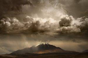 landscape, Nature, Mountain, Clouds, Storm, Sky, Huge, Snowy Peak, Road, Daylight
