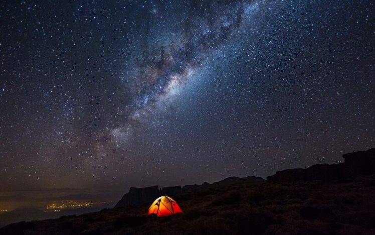 night, Camping, Stars, Landscape, Milky Way HD Wallpaper Desktop Background