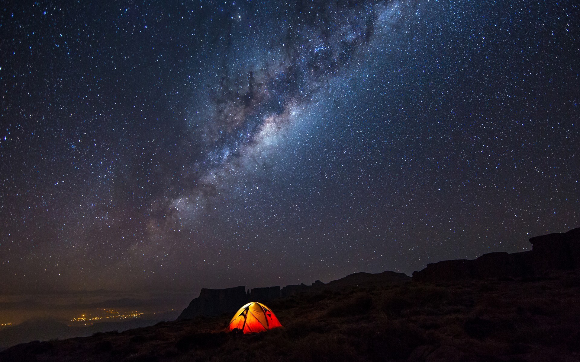 night, Camping, Stars, Landscape, Milky Way Wallpaper