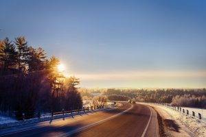 sunlight, Winter, Landscape, Road