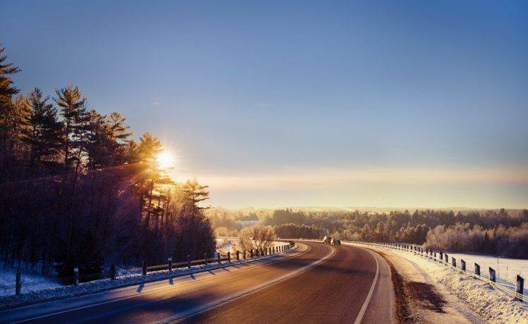 sunlight, Winter, Landscape, Road HD Wallpaper Desktop Background