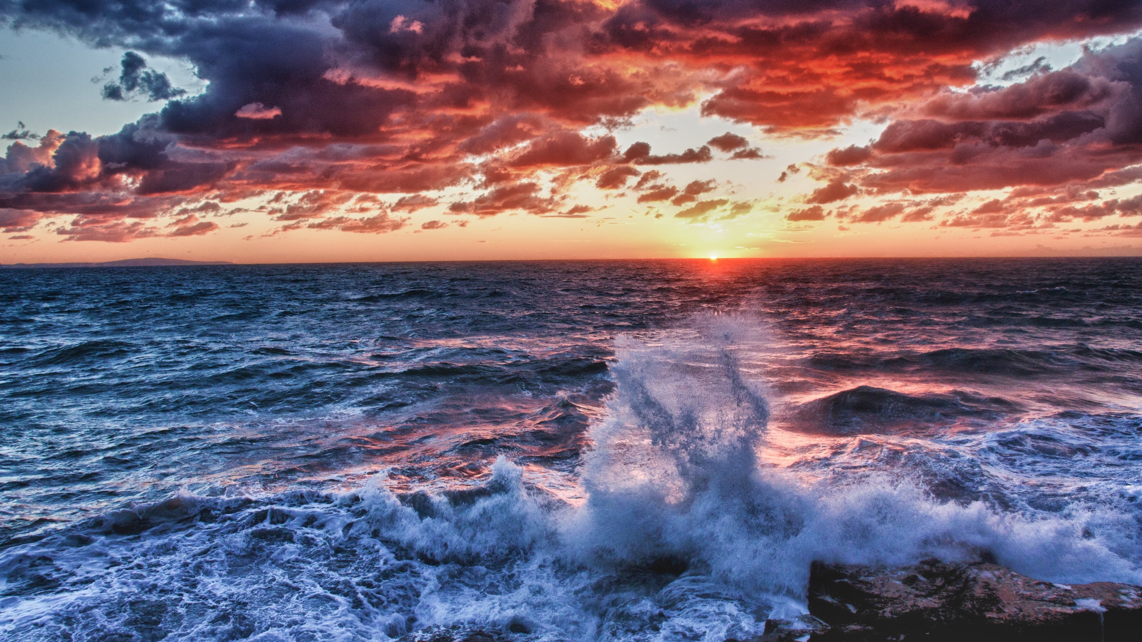 Ocean Wave Sunset Desktop