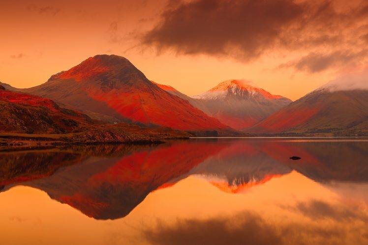landscape, Lake, Mountains, Reflection, England, UK, Lake District, Sunset HD Wallpaper Desktop Background