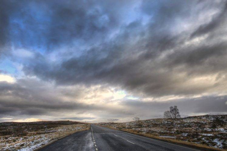 Scotland, Landscape, Road, Clouds HD Wallpaper Desktop Background