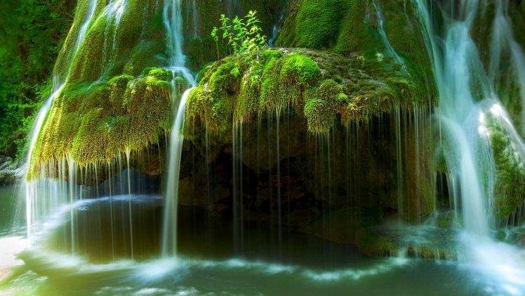 nature, Landscape, Waterfall, Moss, River, Green, Long Exposure, Morning, Romania HD Wallpaper Desktop Background