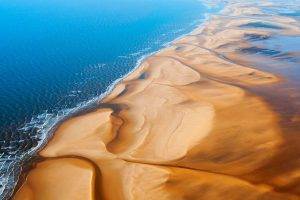 nature, Landscape, Beach, Sand, Sea, Sunlight, Aerial View, UK
