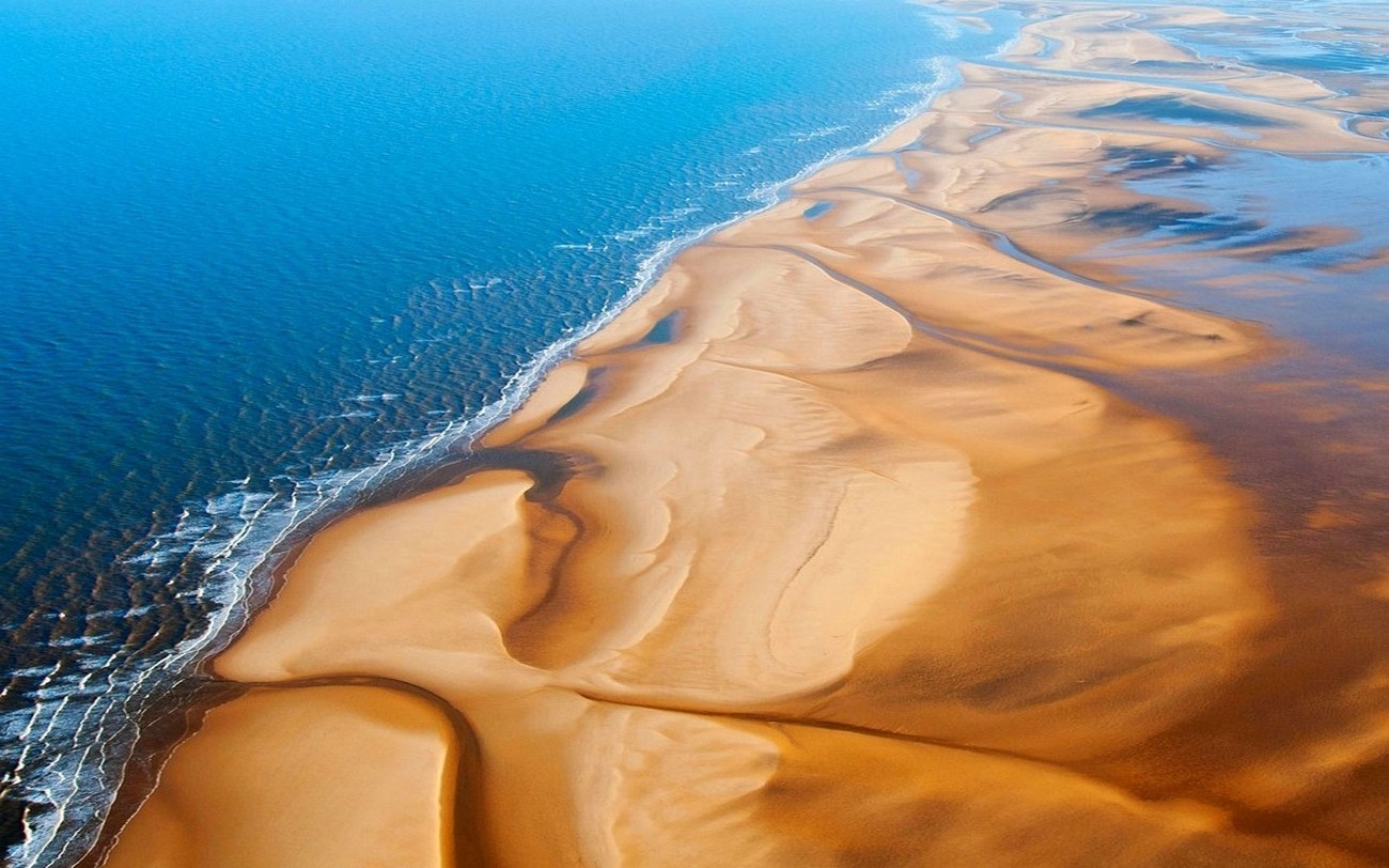 nature, Landscape, Beach, Sand, Sea, Sunlight, Aerial View, UK Wallpaper